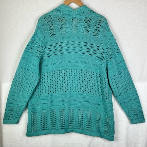 CJ Banks Plus Size Light Teal/Aqua Knit Cardigan Sweater Size 2X - Picture 3 of 12
